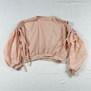 Zara Sweater Womens Pink Relaxed Fit Cropped Sweatshirt  Size: Medium